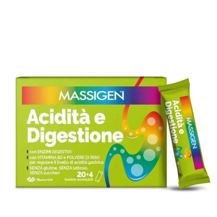 Massigen Acidità e Digestione 24 bustine - Integratore Alimentare