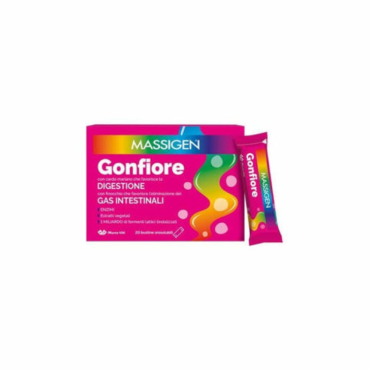 Massigen Gonfiore 20 stick - Integratore Benessere Digestione e Gas Intestinali