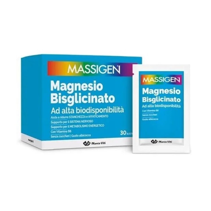 Massigen Magnesio Bisglicinato 30 Bustine - Integratore per Stanchezza e Funzione Muscolare