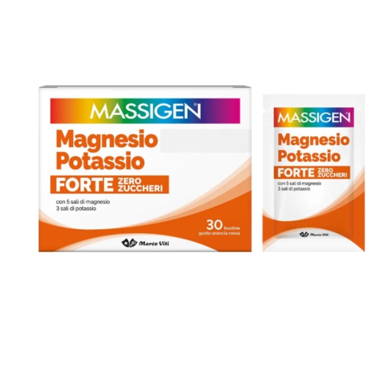 Massigen Magnesio e Potassio Forte Zero Zuccheri 30 bustine - Integratore Alimentare