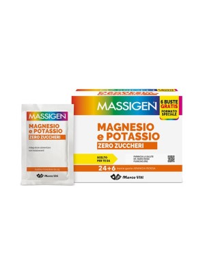 Massigen Magnesio e Potassio Zero Zuccheri 24 + 6 Bustine - Integratore Alimentare