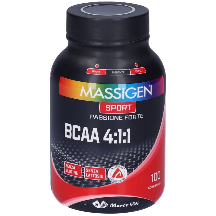 Massigen Sport BCAA 4:1:1 100 Compresse - Integratore per Sport e Metabolismo Proteico