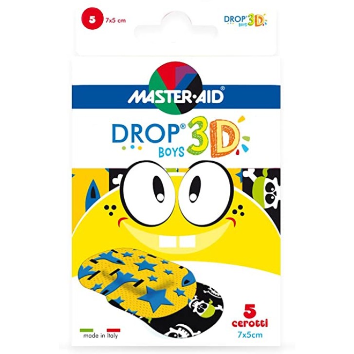 Master-Aid Drop 3D Boy Cerotti Bambino 7 x 5 cm 5 pezzi