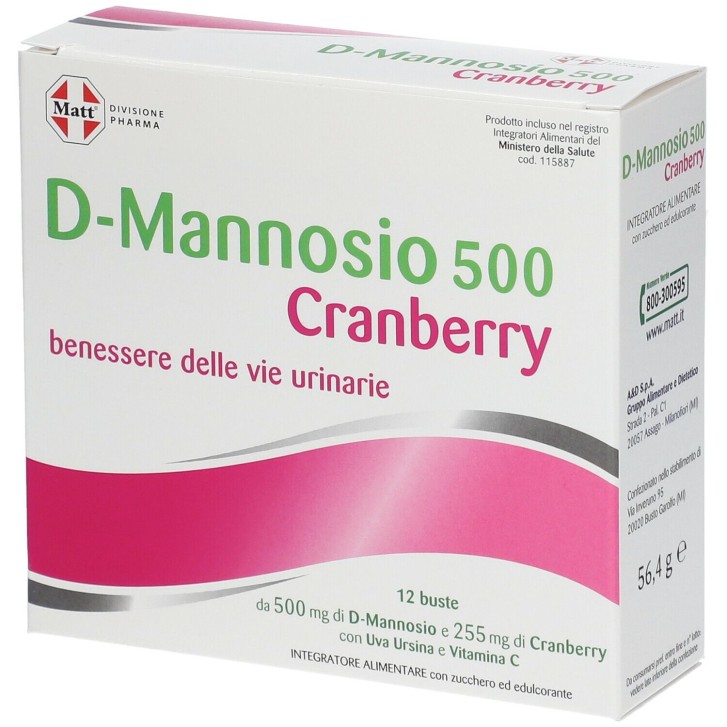 Matt Pharma D-Mannosio 12 buste - Integratore Benessere Vie Urinarie