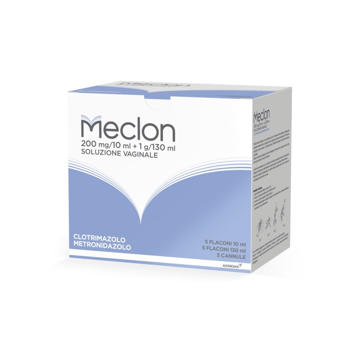 Meclon Soluzione Vaginale 200 mg/10 ml + 1g/130 ml 5 Flaconi