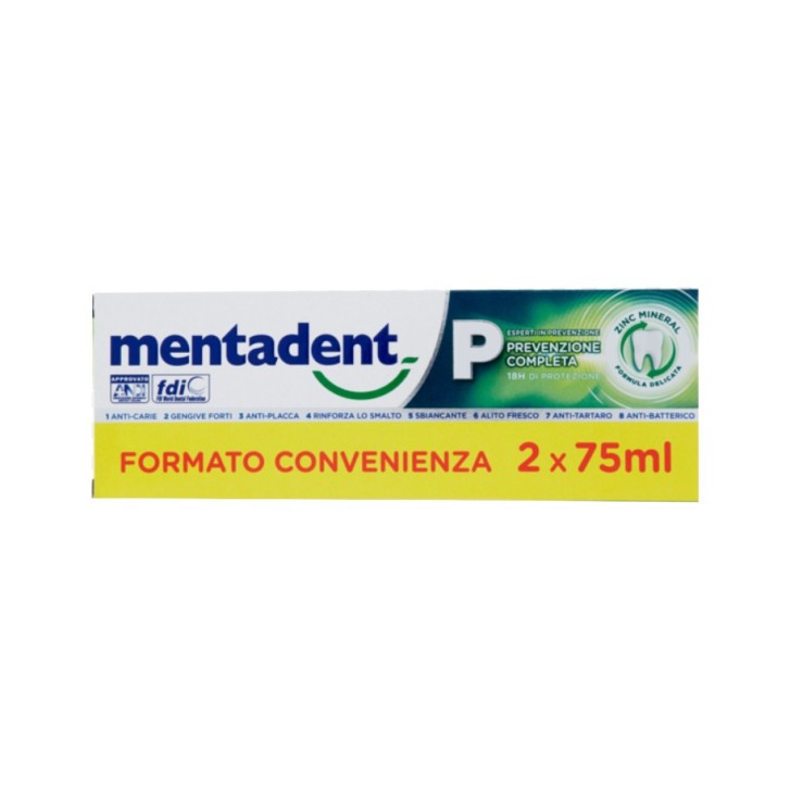 Mentadent P Prevenzione Completa Dentifricio Bitubo 2 x 75 ml