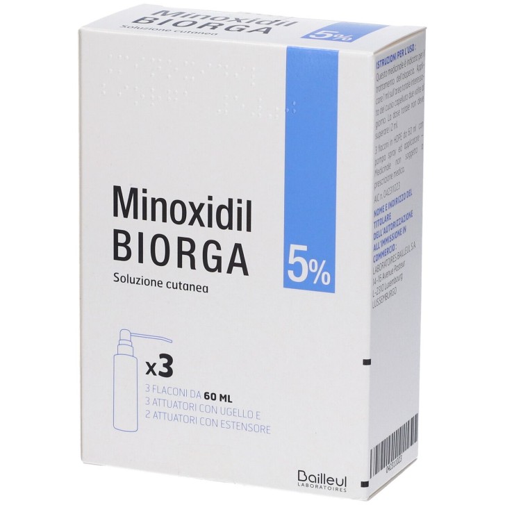 Minoxidil Biorga 5% Soluzione Cutanea 3 Flaconi da 60 ml