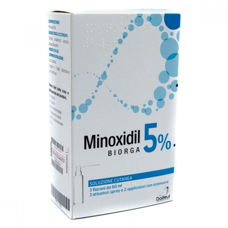 Minoxidil 5% Biorga Soluzione Cutanea 3 Flaconcini