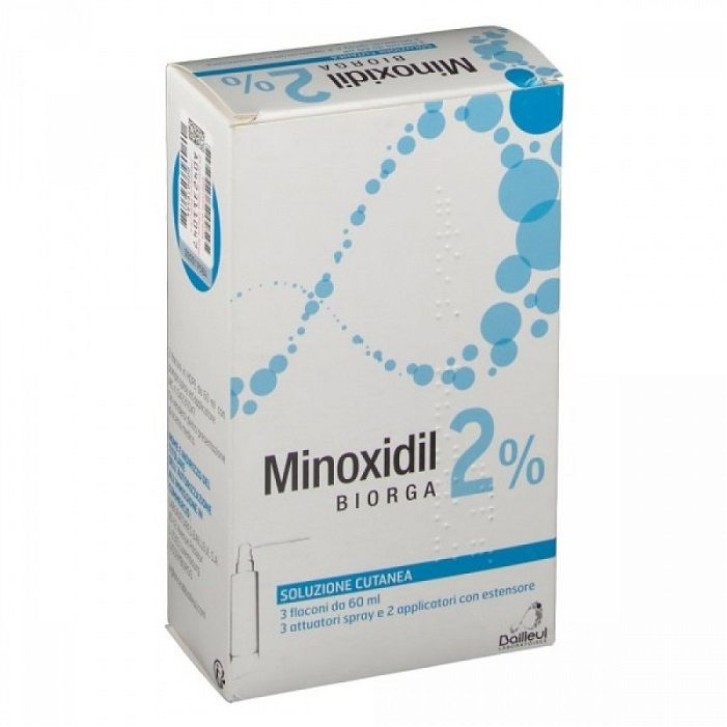 Minoxidil 2% Biorga Soluzione Cutanea 3 Flaconcini