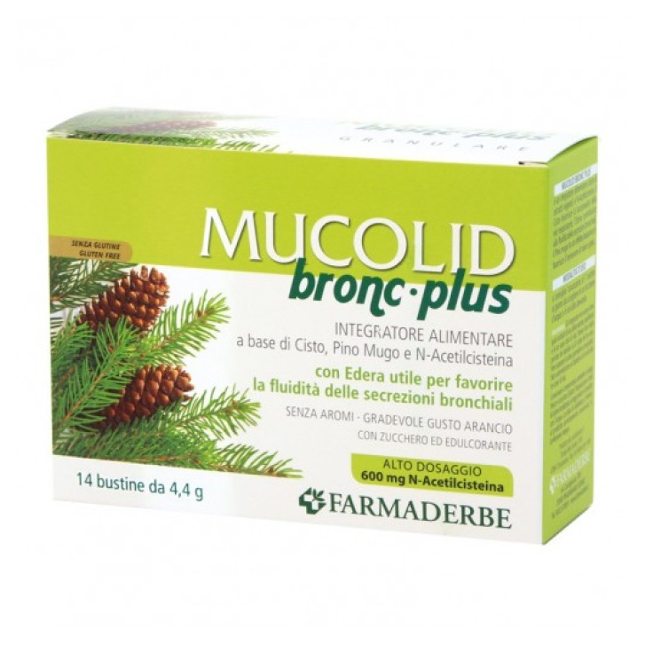 Mucolid Bronc Plus 600 Farmaderbe 14 bustine - Integratore Benessere Vie Respiratorie