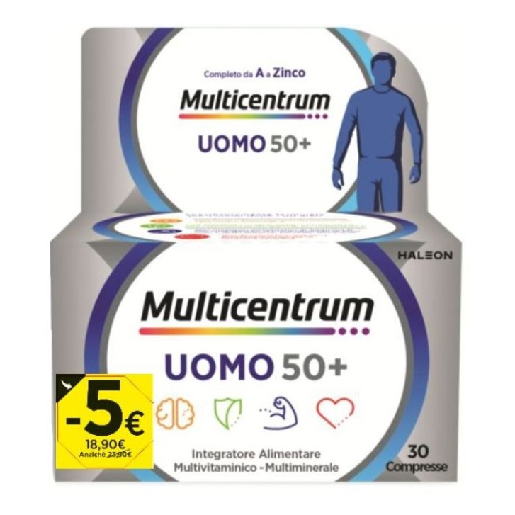 Multicentrum Uomo 50+ 30 Compresse - Integratore Multivitaminico e Multiminerale
