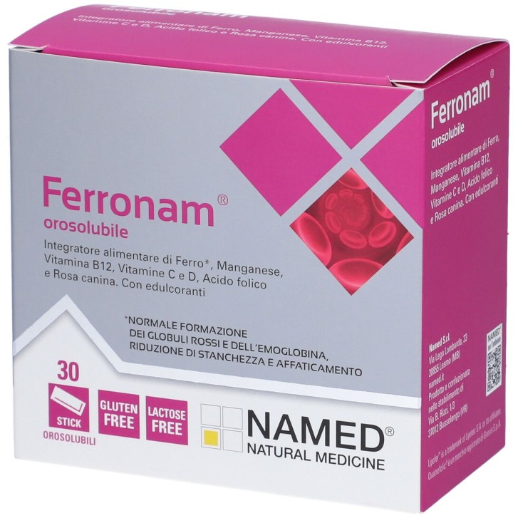 Named Ferronam 30 stick orosolubili - Integratore Emoglobina e contro la Stanchezza