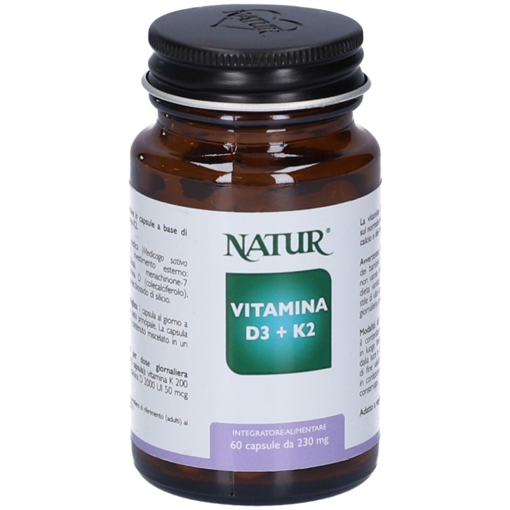 Natur Vitamina D3 + K2 60 Capsule - Integratore per ossa e coagulazione