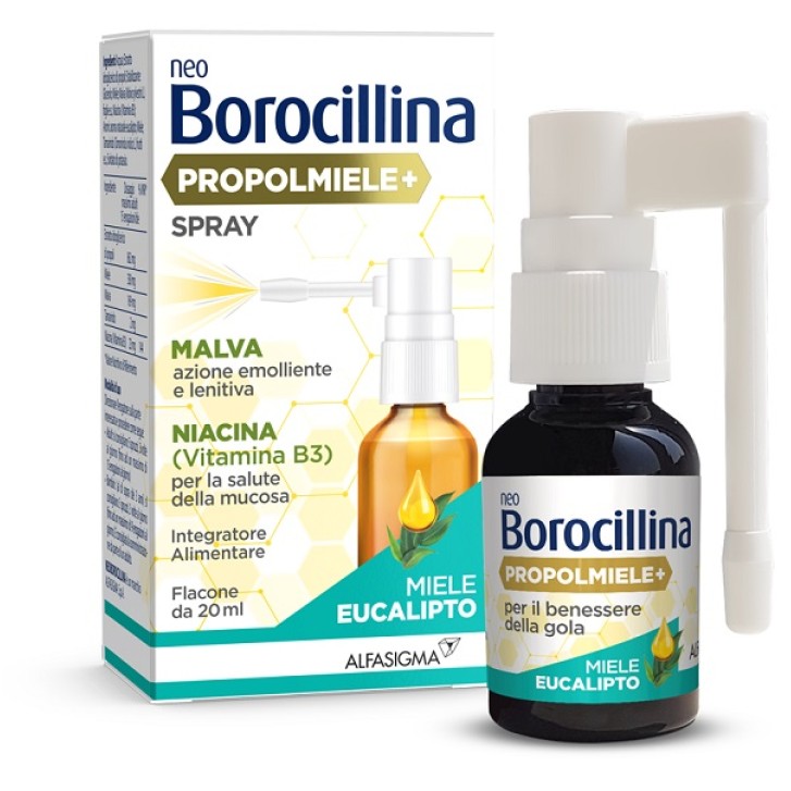 Neoborocillina Propolmiele+ Spray Emolliente Lenitivo Gusto Miele Eucalipto 20 ml