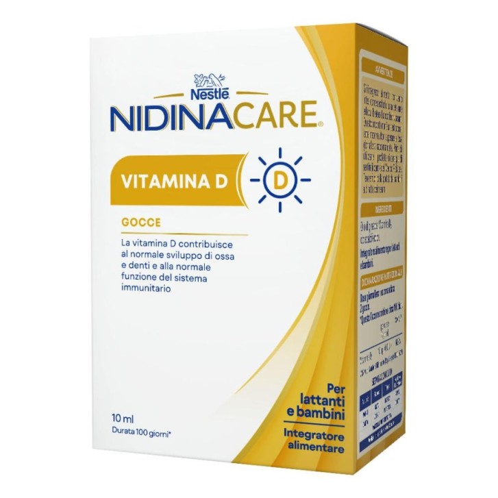 Nidinacare Vitamina D Gocce 10 ml - Integratore per Ossa e Difese dei Bambini