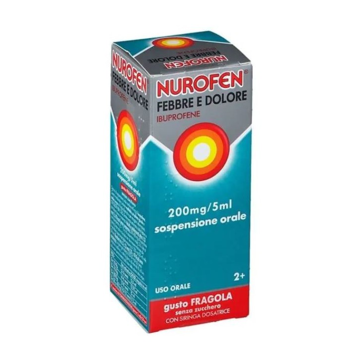 Nurofen Febbre e Dolore 200mg/5ml Ibuprofene Fragola 100 ml