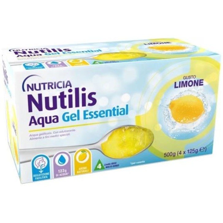 Nutilis Aqua Gel Essential Limone 4 x 125 g - Alimento a Fini Medici Speciali