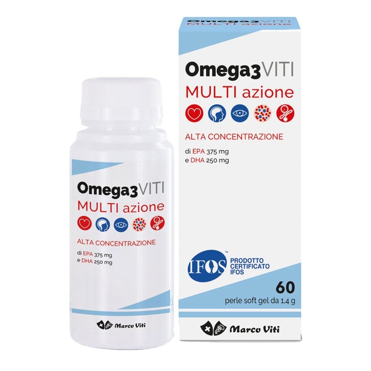 Viti Omega 3 Multiazione 60 Perle - Integratore per Funzione Cardiaca e Trigliceridi