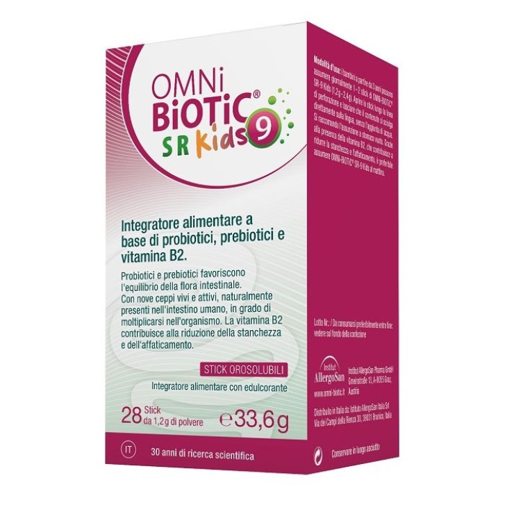 Omni Biotic 9 Kids 28 Stick - Integratore Probiotici e Prebiotici bambini