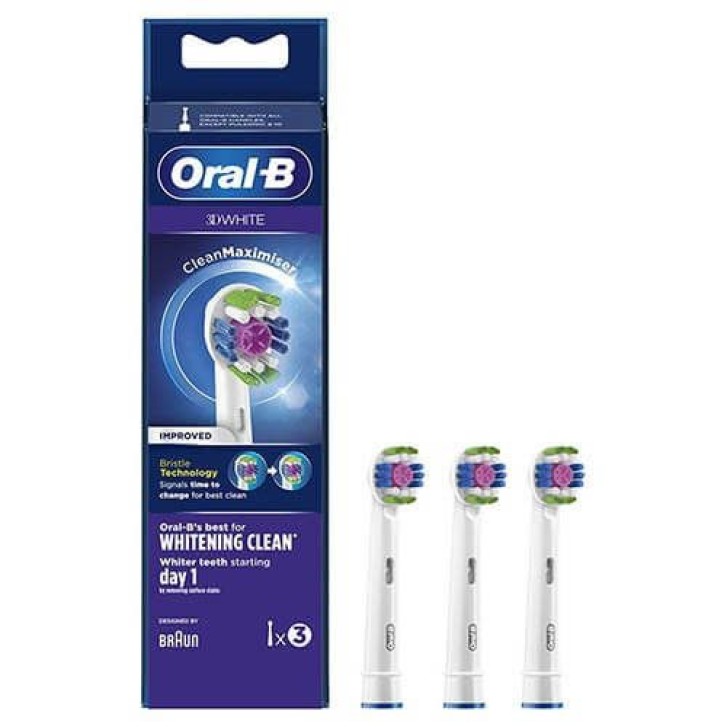 Oral-B Power Refill 3D White Testine Ricambio Spazzolino Elettrico 3 pezzi