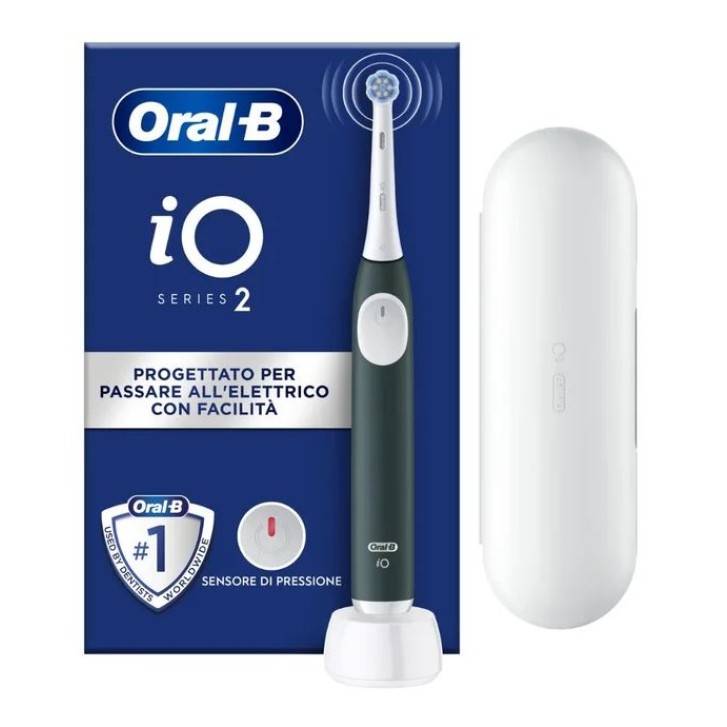 Oral-B iO 2 Spazzolino Elettrico Verde con Custodia da Viaggio