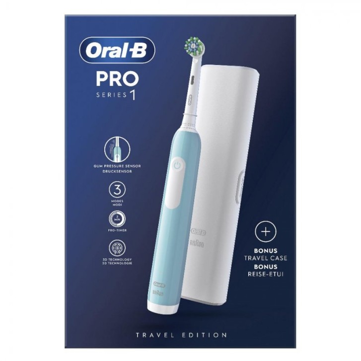 Oral-B PRO 1 Spazzolino Elettrico Blu + Custodia da Viaggio