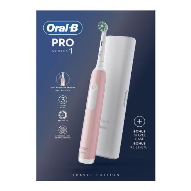 Oral-B Pro 1 Rosa Spazzolino Elettrico con Custodia da Viaggio