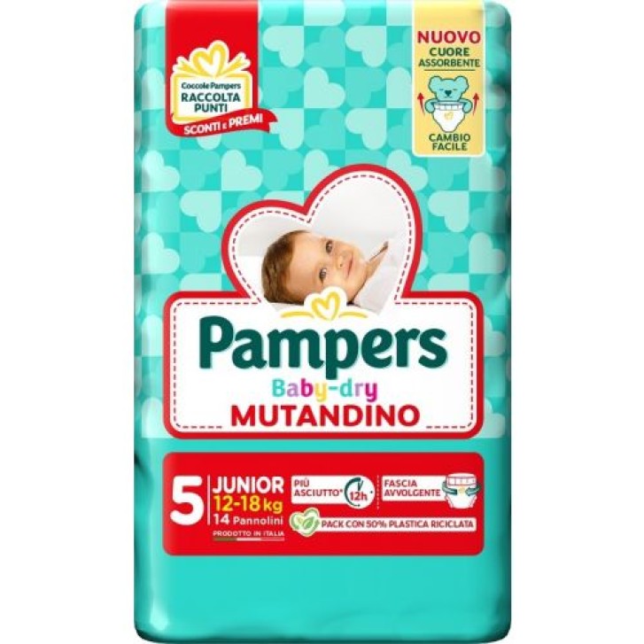 Pampers Baby Dry Pannolino Mutandino Junior Taglia 5 12-18 Kg 14 pezzi