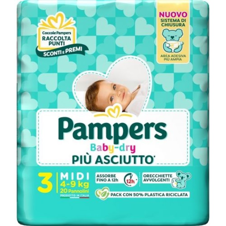 Pampers Baby Dry Downcount Mutandino Taglia 3 Midi 4-9 Kg 20 pezzi