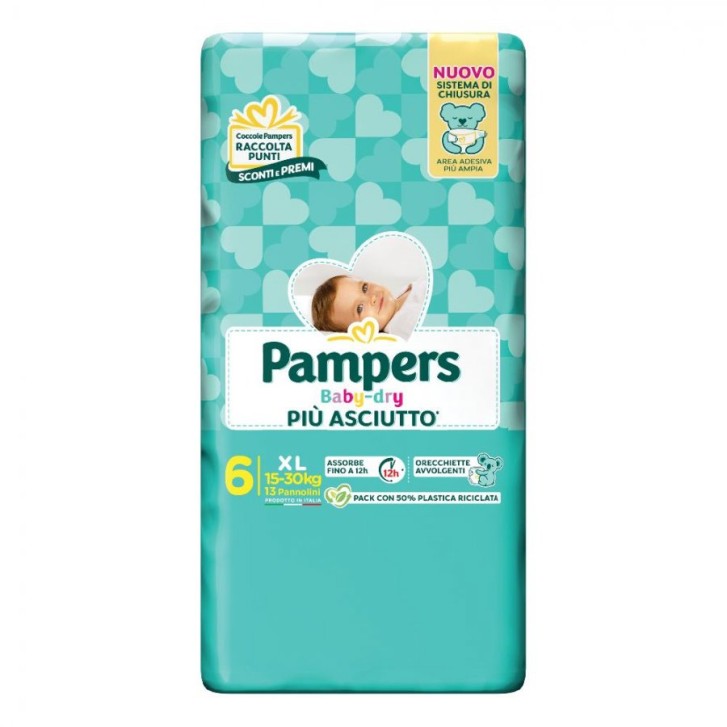 Pampers Baby Dry Downcount Pannolino Taglia XL 15-30 Kg 13 pezzi