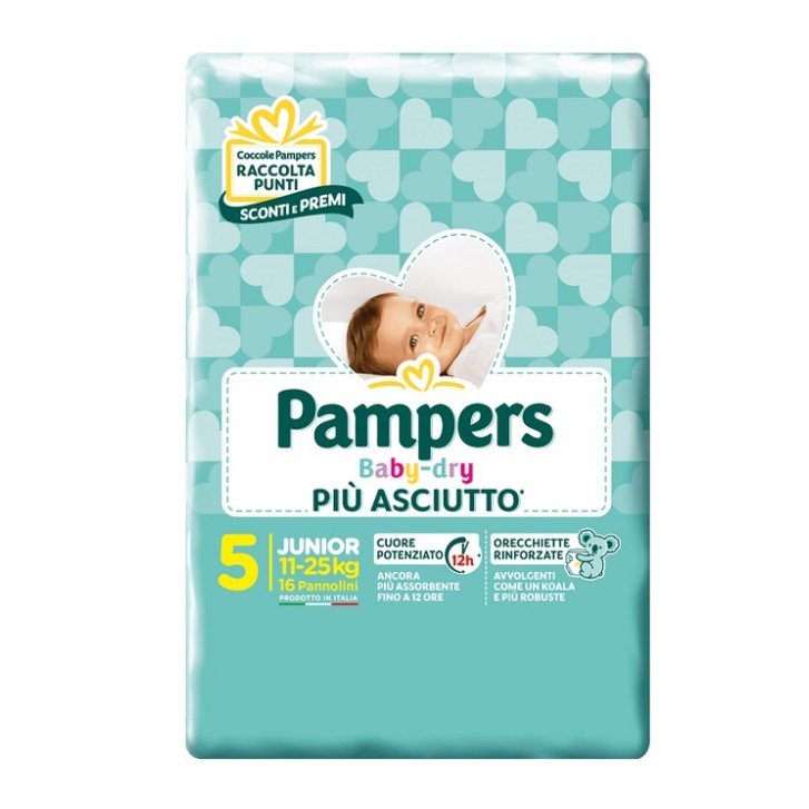 Pampers Baby Dry Pannolini Junior 5 11-25 Kg 16 pezzi