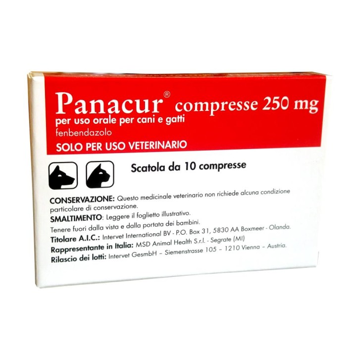 Panacur Cani e Gatti 250 mg 10 compresse - Medicinale Veterinario Antiparassitario Intestinale