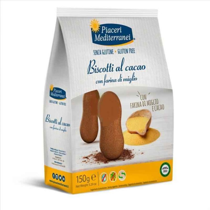 Piaceri Mediterranei Biscotti Cacao con Farina di Miglio Senza Glutine 150 grammi