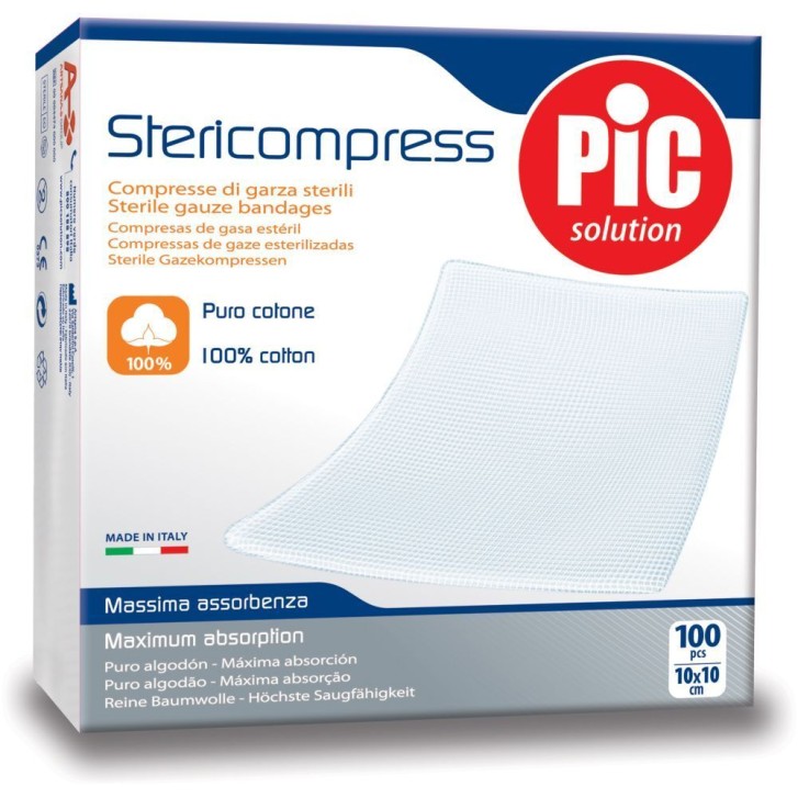Pic Stericompress Compresse di Garza 10 x 10 cm Sterili 100 pezzi