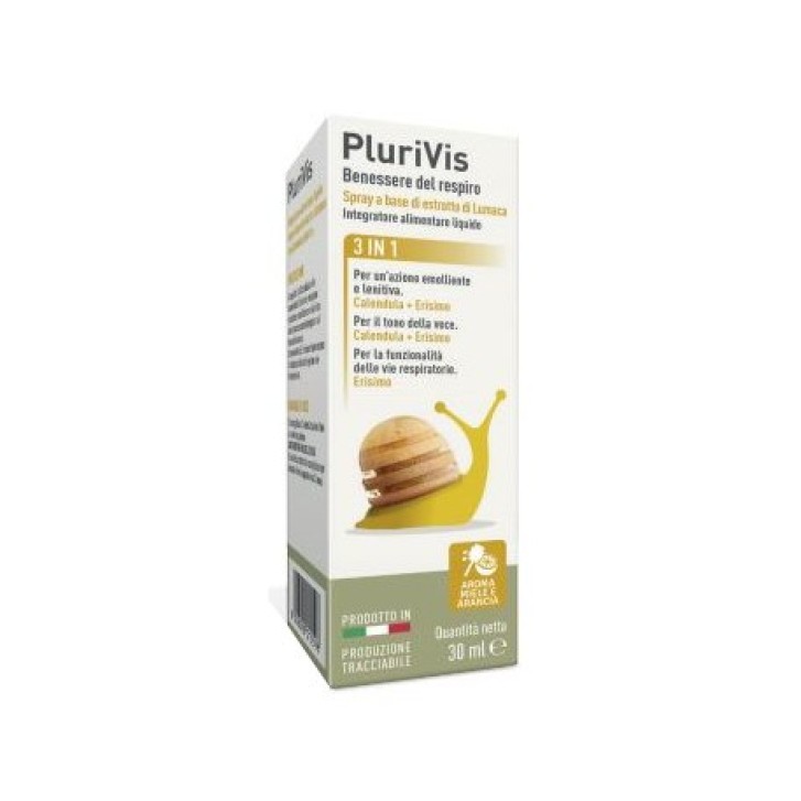 Plurivis Spray con Estratto di Lumaca Gusto Miele e Arancia 30 ml - Integratore Gola Irritata