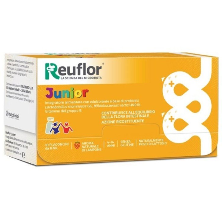 Reuflor Junior 10 Flaconcini + Matite Colorate - Integratore per Flora Intestinale