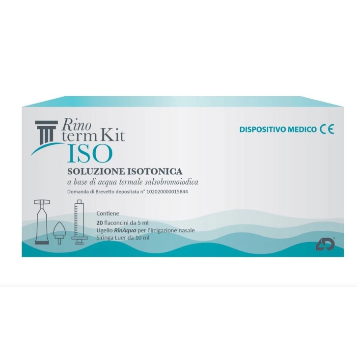 Rinoterm Kit Iso 20 Flaconcini + Ugello Rinaqua per Irrigazione Nasale + Siringa 10 ml