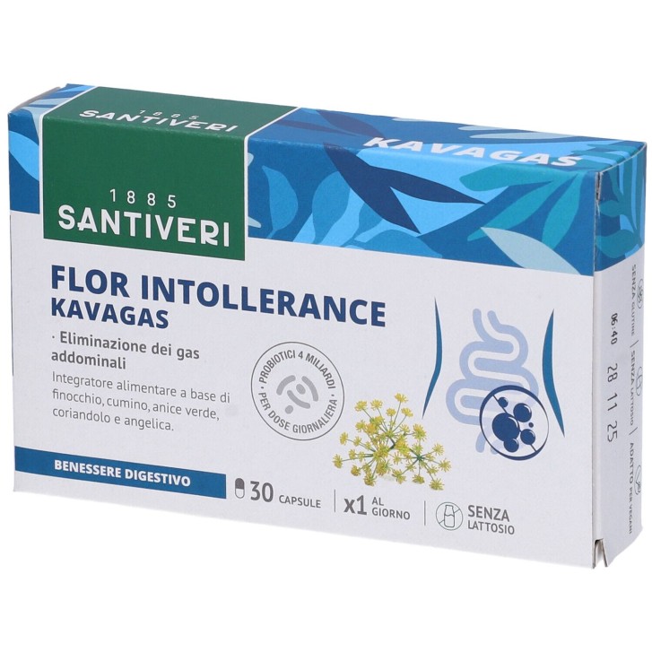 Santiveri Flor Intollerance Kavagas 30 capsule - Integratore Gas Addominali