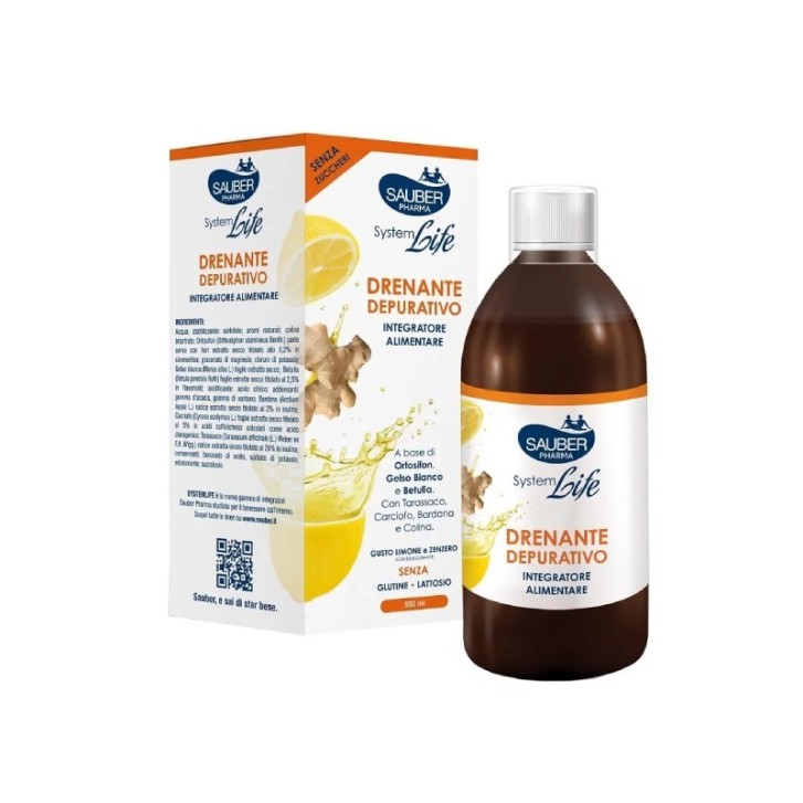 Sauber Drenante Depurativo Zenzero e Limone 500 ml - Integratore Alimentare