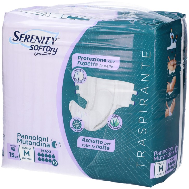 Serenity Soft Dry Sensitive Pannolone Mutandina Maxi Taglia M 15 Pezzi