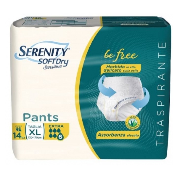 Serenity Soft Dry Sensitive Pants Extra Taglia XL 14 Pezzi 
