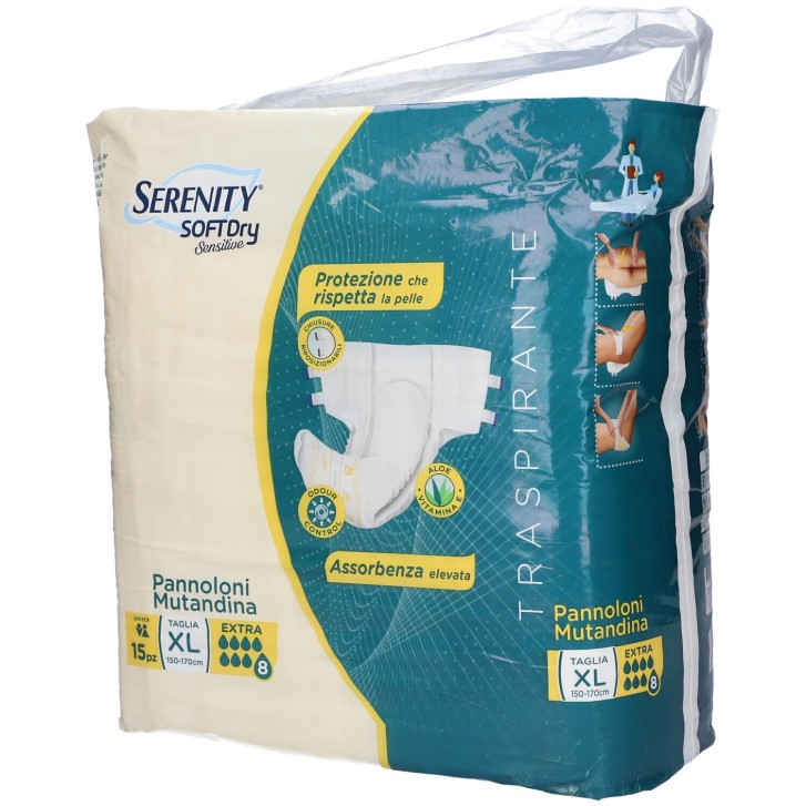 Serenity Soft Dry Sensitive Pannolone Mutandina Extra Taglia XL 15 Pezzi