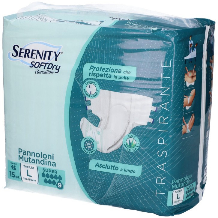 Serenity Soft Dry Sensitive Pannolone Mutandina Super Taglia L 15 Pezzi