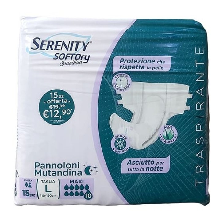 Serenity Soft Dry Pannolone Mutandina Maxi Misura L 15 pezzi 
