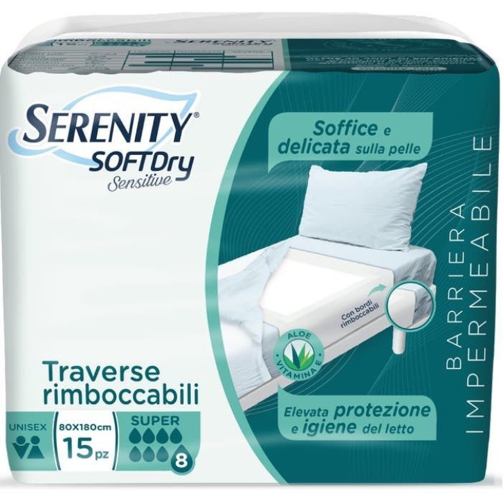 Serenity Soft Dry Sensitive Traversa Assorbente Super 80x180 cm 15 Pezzi