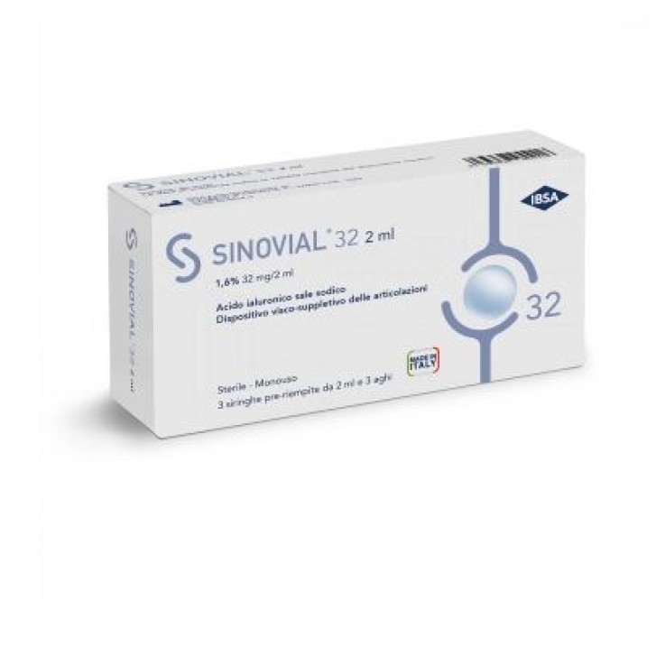 Sinovial 32 Siringa Articolare con Acido Ialuronico 1,6% - 3 Siringhe 2 ml