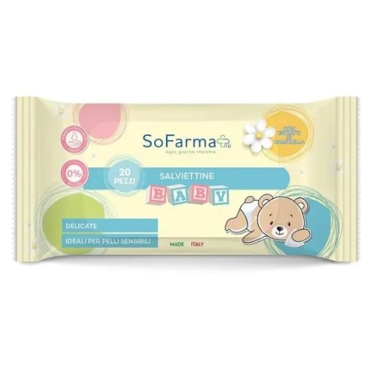 Sofarma+ Salviette Detergenti Baby alla Camomilla 20 pezzi