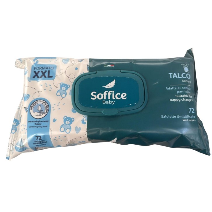 Soffice Salviettine Detergenti Umidificate Talco XXL 72 pezzi