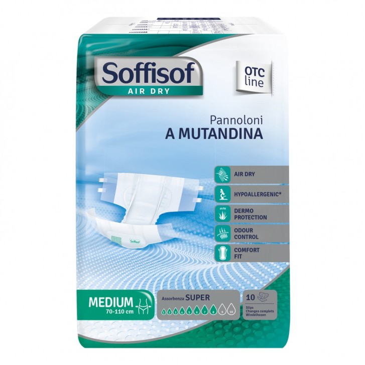 Soffisof Air Dry Pannoloni Mutandina per Incontinenza Taglia M 10 pezzi