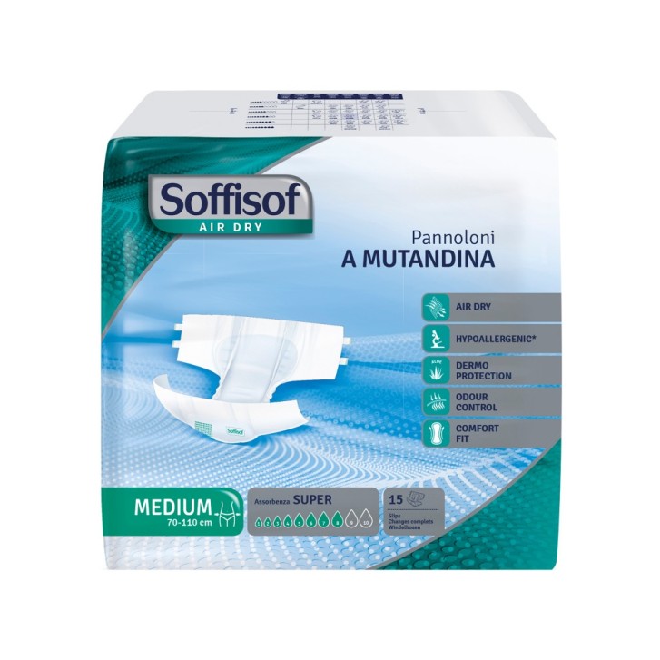 Soffisof Air Dry Pannoloni Mutandina per Incontinenza Taglia M 15 pezzi